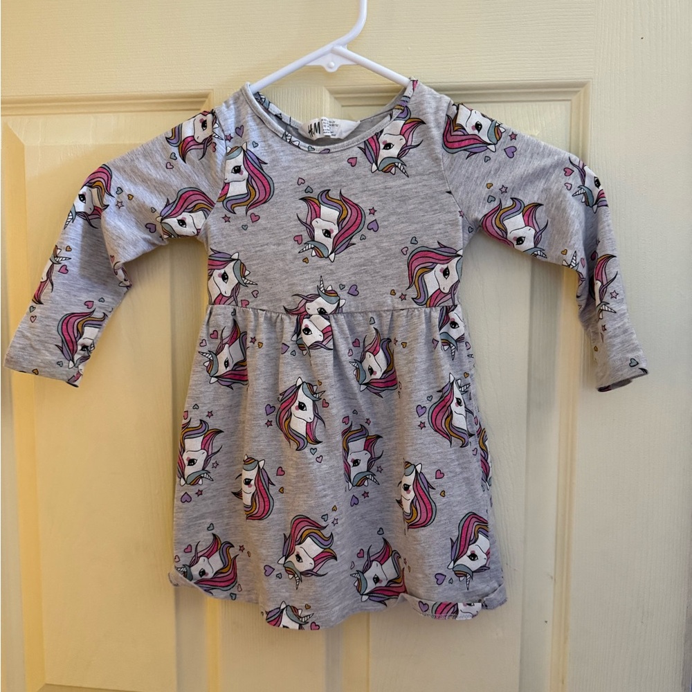 H&M Gray Red Raglan Long Sleeve Sundress